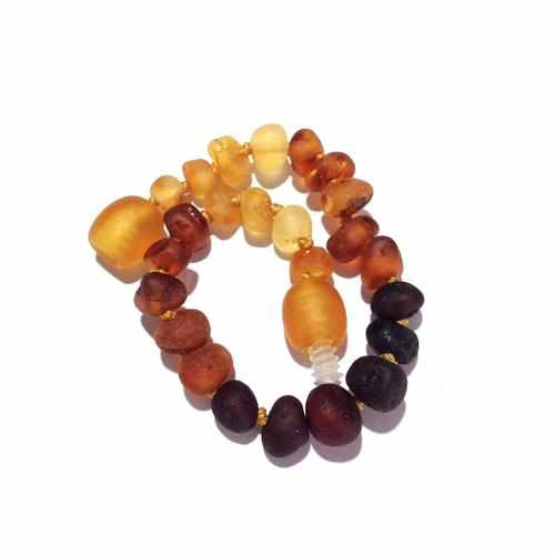 Child Ombre Raw Rainbow Baltic Amber Anklet Bracelet