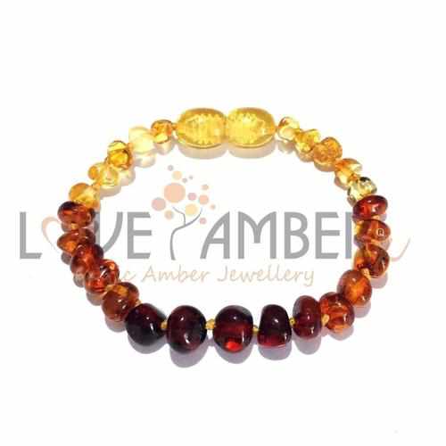 Child Rainbow Bright Mixed Baltic Amber Anklet