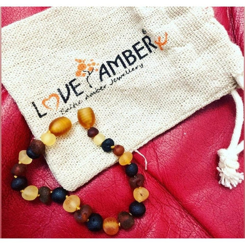 Child Shingle Raw Mixed Baltic Amber Anklet