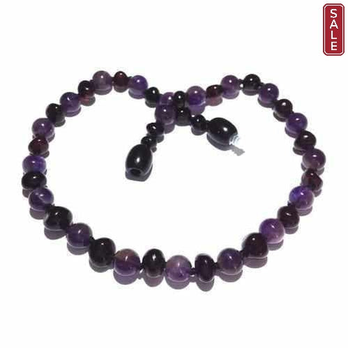 Child's Blackberry Baltic Amber and Amethyst Bead Necklace