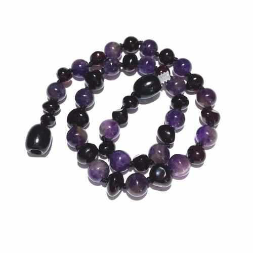 Child's Blackberry Baltic Amber and Amethyst Bead Necklace