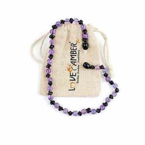 Child's Blackberry Baltic Amber and Amethyst Bead Necklace