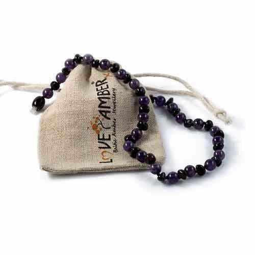 Child's Blackberry Baltic Amber and Amethyst Bead Necklace