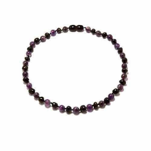 Child's Blackberry Baltic Amber and Amethyst Bead Necklace