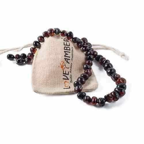 Child's Polished Dark Cherry Black Baltic Amber Bead Necklace
