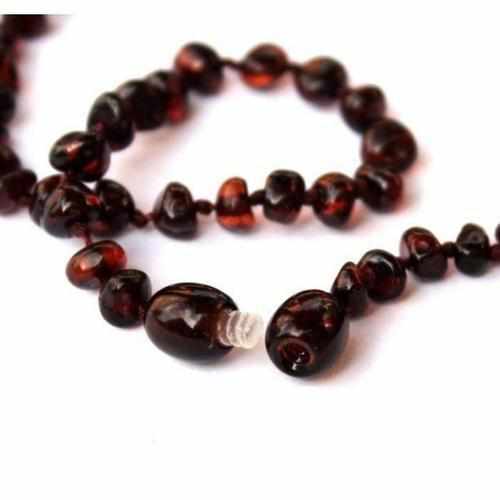 Child's Polished Dark Cherry Black Baltic Amber Bead Necklace