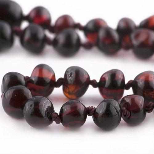 Child's Polished Dark Cherry Black Baltic Amber Bead Necklace