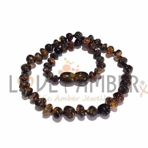 Child's Polished Green Baltic Amber Bead Necklace
