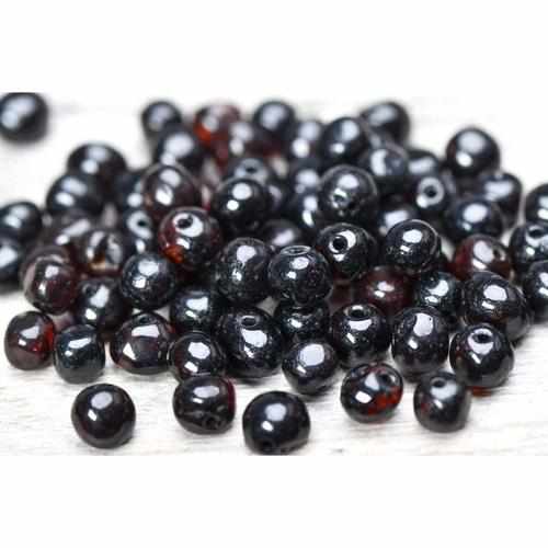 Child's Gemstone Necklace with Black Cherry Baltic Amber, Amethyst and Rose Quartz