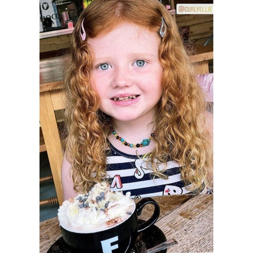 Child's Blue Koopa Turtle Necklace with Rainbow Baltic Amber and Jasper