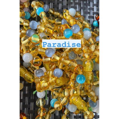 Child's Baltic Amber Blue Cats Eyes Aquamarine Beads Necklace