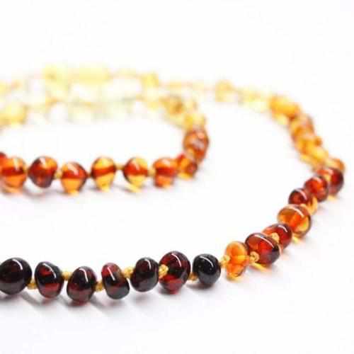 Child's Rainbow Polished Baltic Amber Bead Necklace