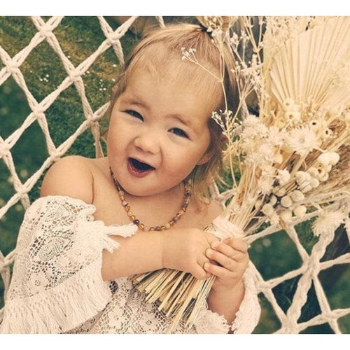 Child's Tara Honey Baltic Amber Amethyst Rose Quartz Gemstone Bead Necklace