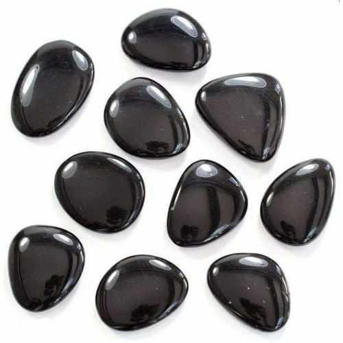 Flat Smooth Black Obsidian Tumblestone 35 to 45mm
