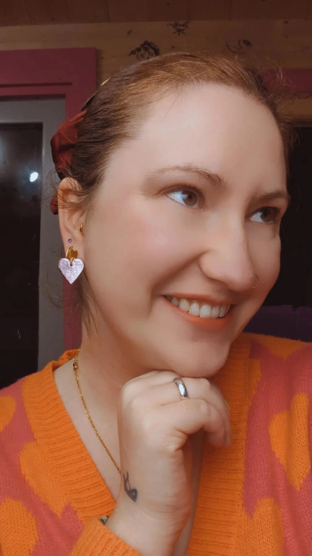 Mini Heart Stud Earrings in Red or Pink