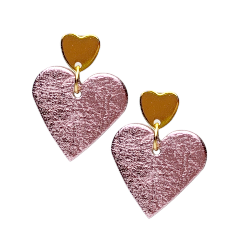 Mini Heart Stud Earrings in Red or Pink