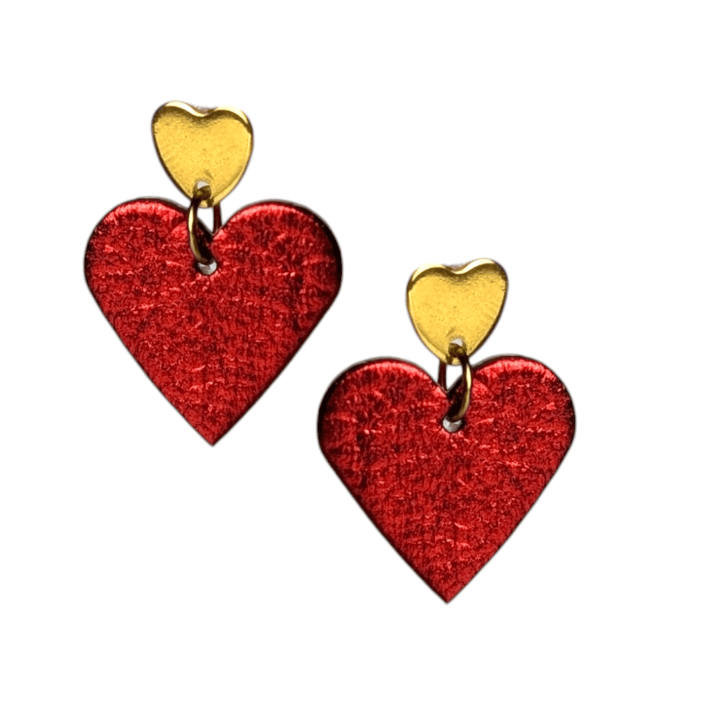 Mini Heart Stud Earrings in Red or Pink
