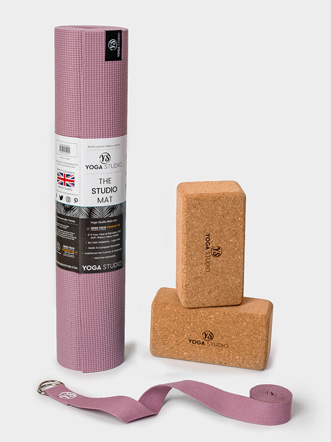 Starter Cork Yoga Set with Mat Blocks and Strap