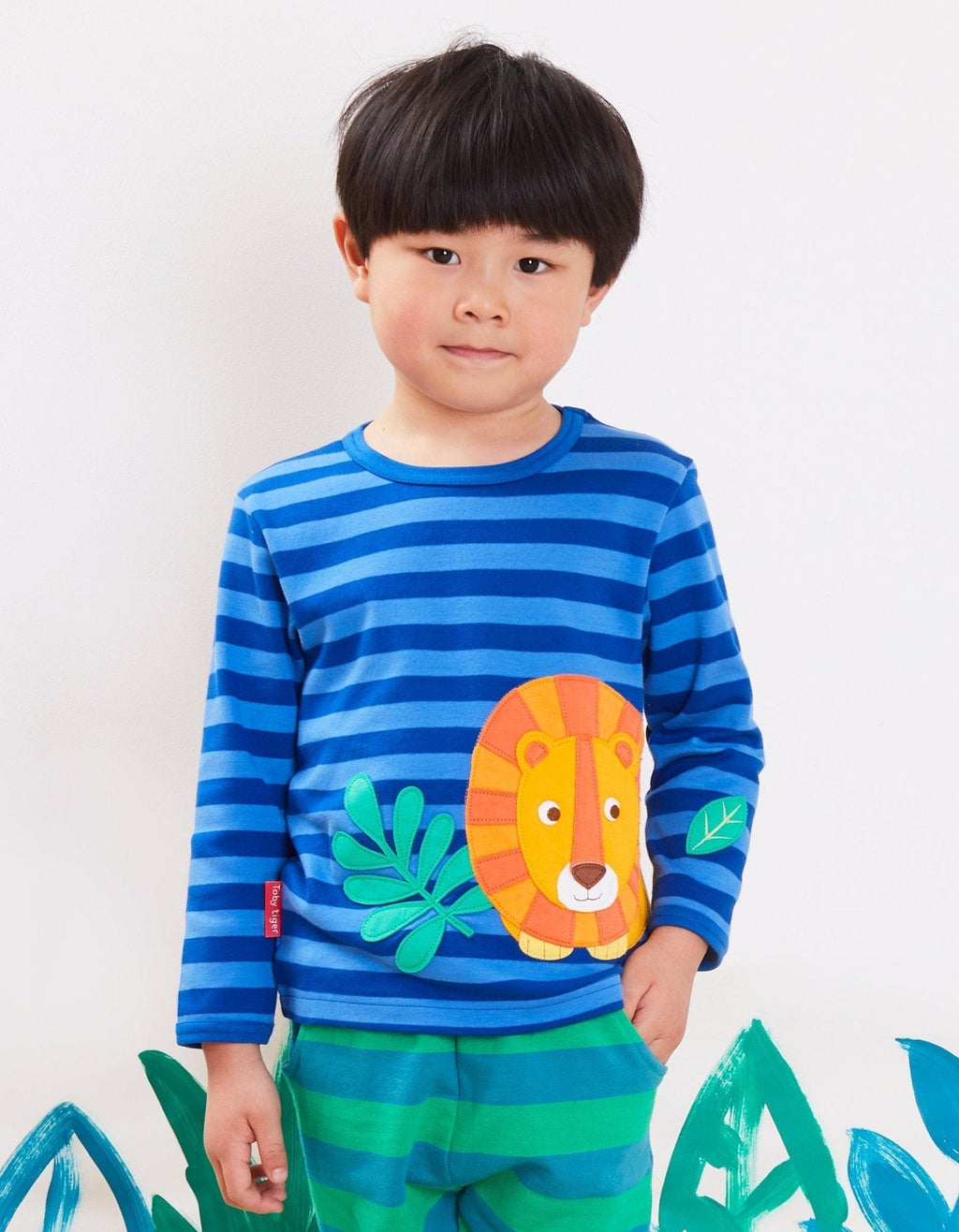 Organic Lion Applique Long Sleeved T Shirt