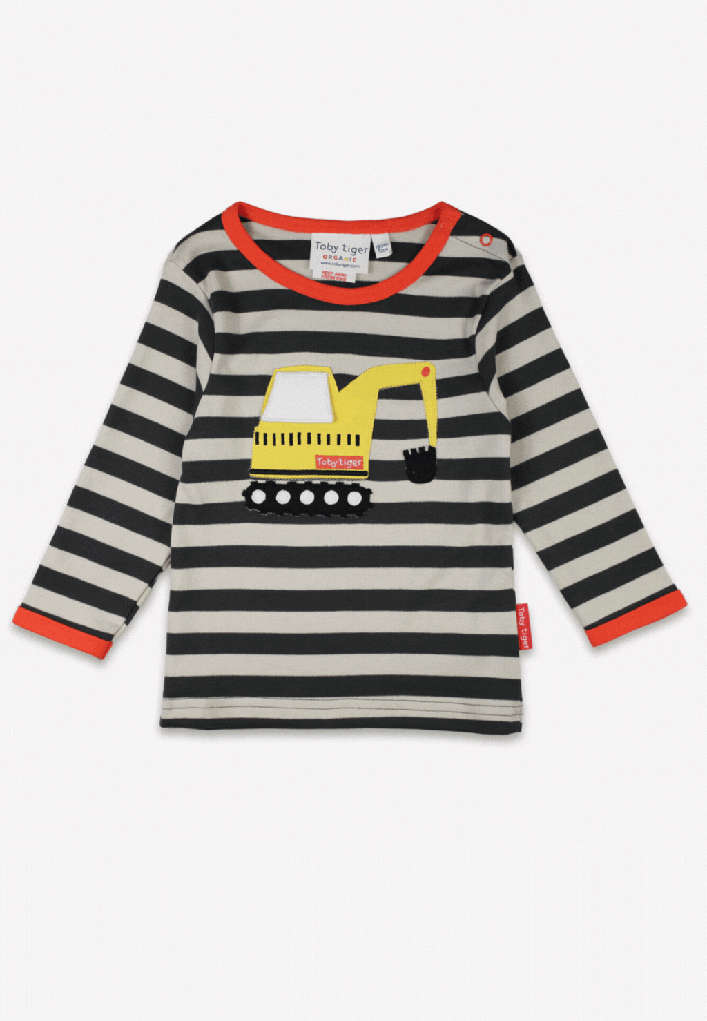Organic Grey Digger Applique Long Sleeved T-shirt