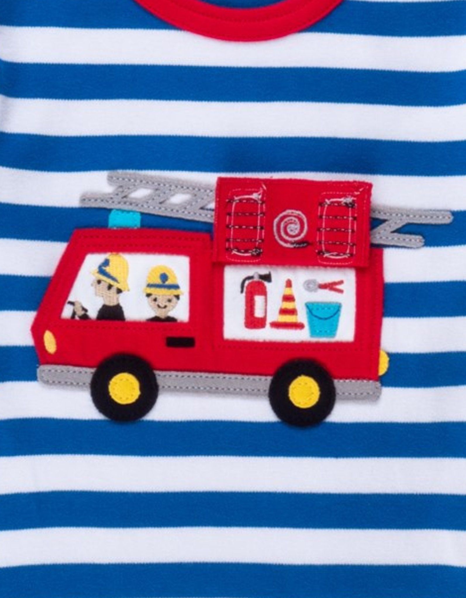 Organic Fire Engine Applique Long Sleeved T Shirt for Kids