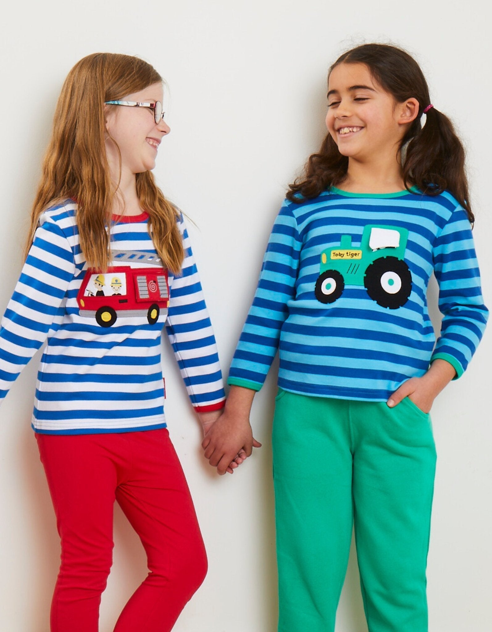 Organic Tractor Applique Long Sleeved T Shirt