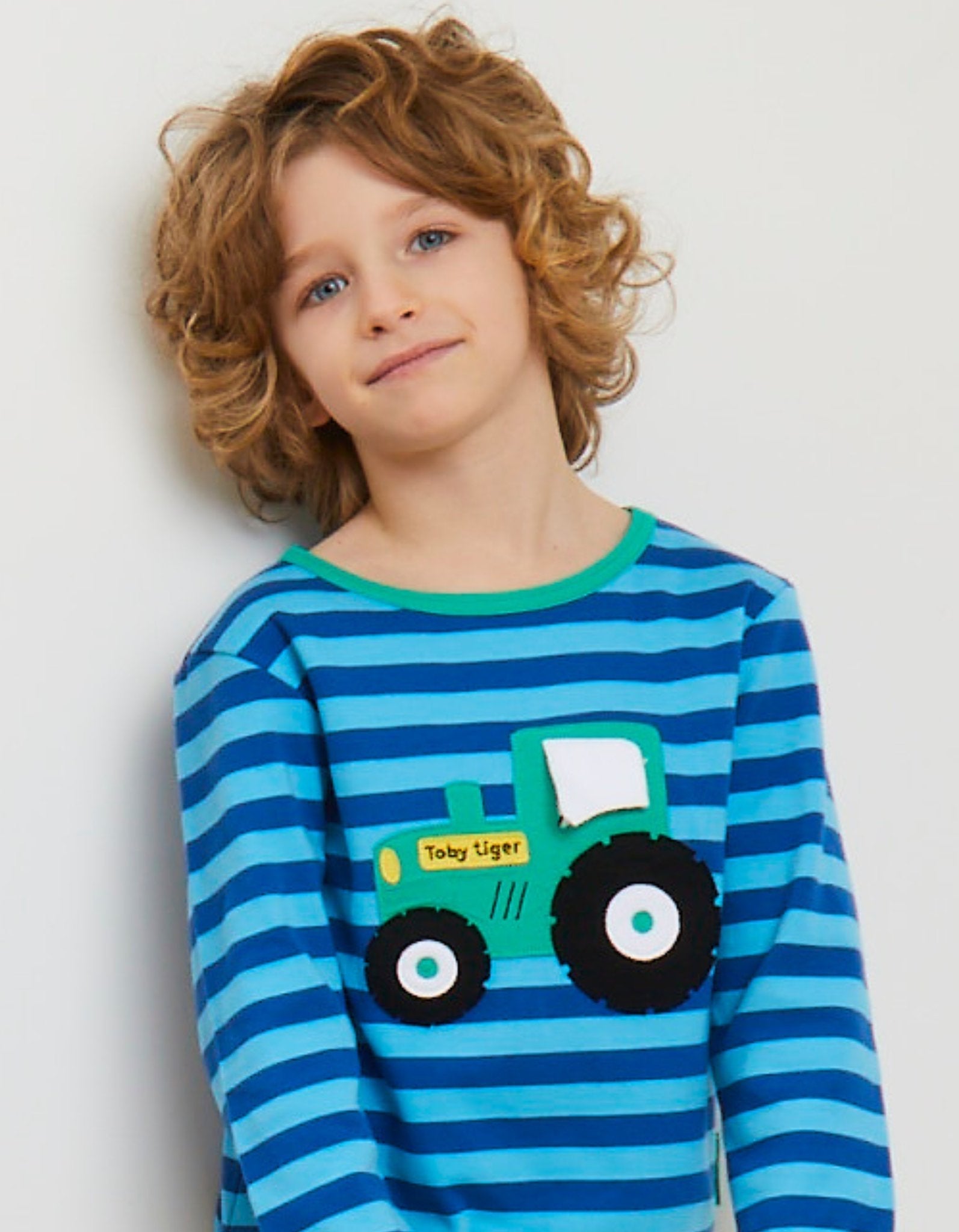 Organic Tractor Applique Long Sleeved T Shirt