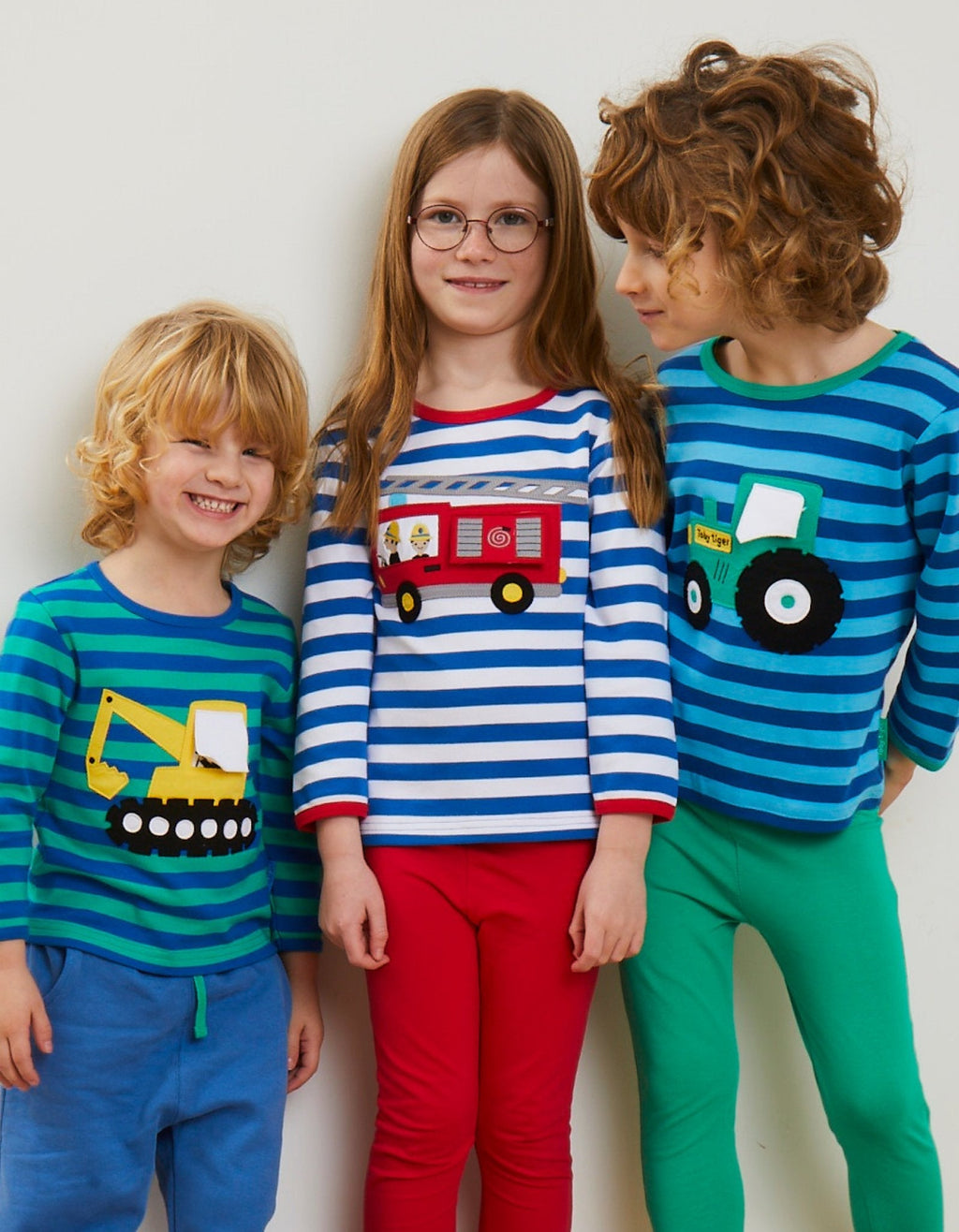 Organic Tractor Applique Long Sleeved T Shirt