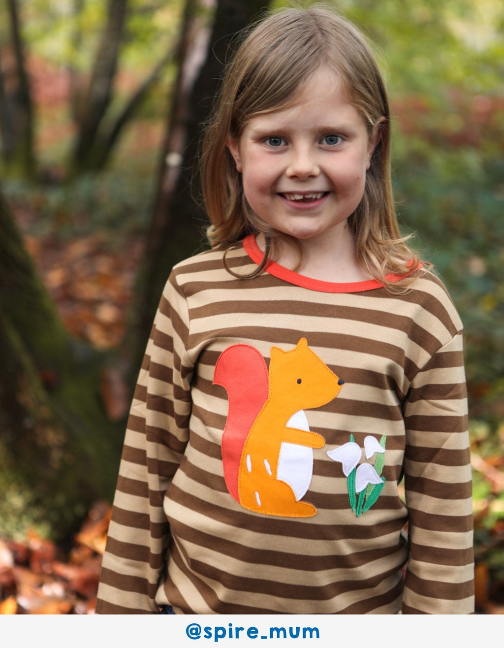 Organic Cotton Long Sleeved T Shirt with Squirrel Applique