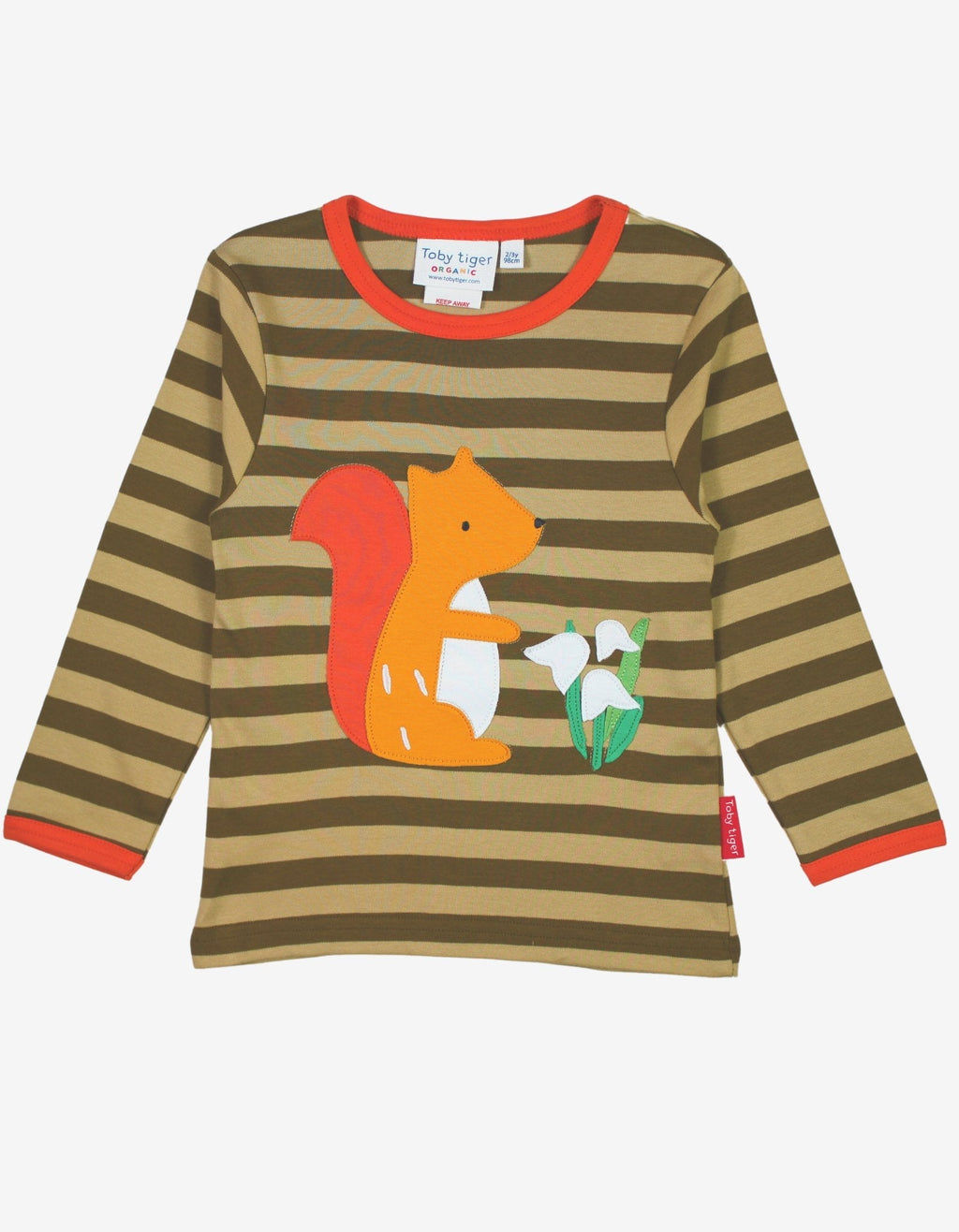 Organic Cotton Long Sleeved T Shirt with Squirrel Applique