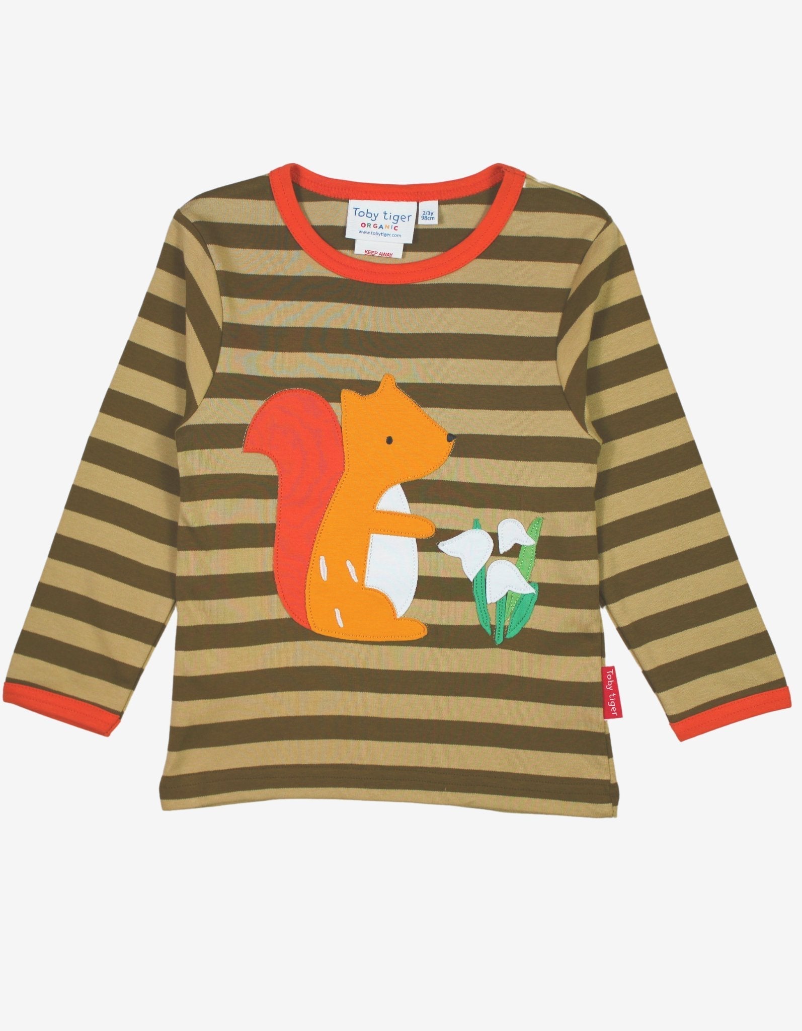Organic Cotton Long Sleeved T Shirt with Squirrel Applique