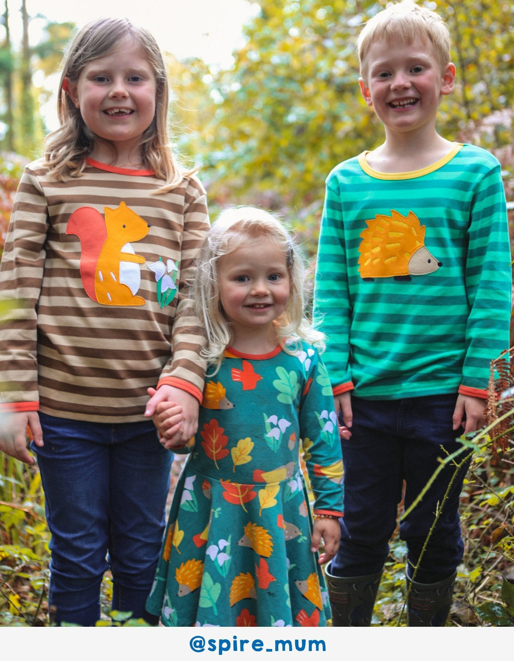 Organic Cotton Long Sleeved T Shirt with Squirrel Applique