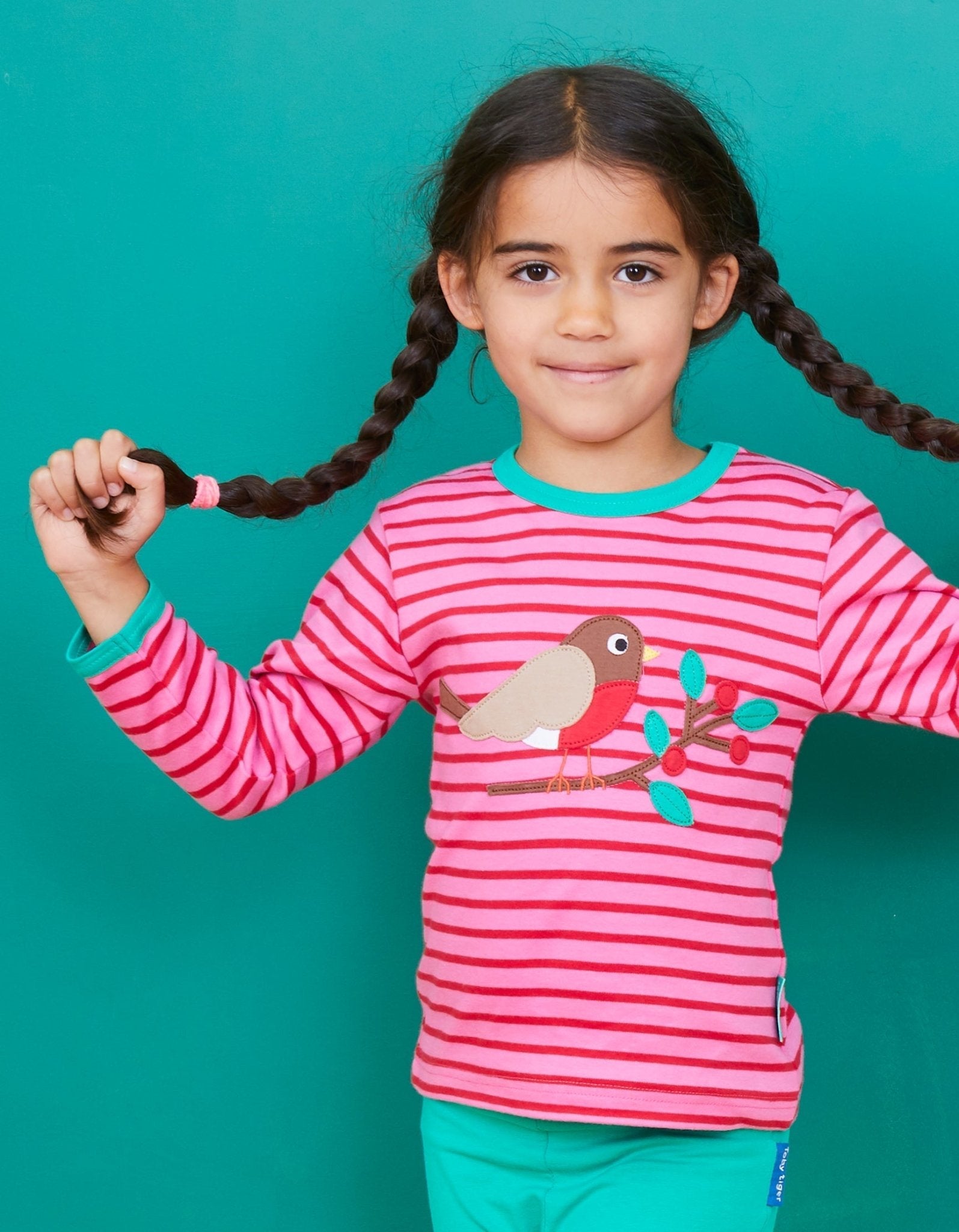 Organic Robin Applique Long Sleeved T Shirt