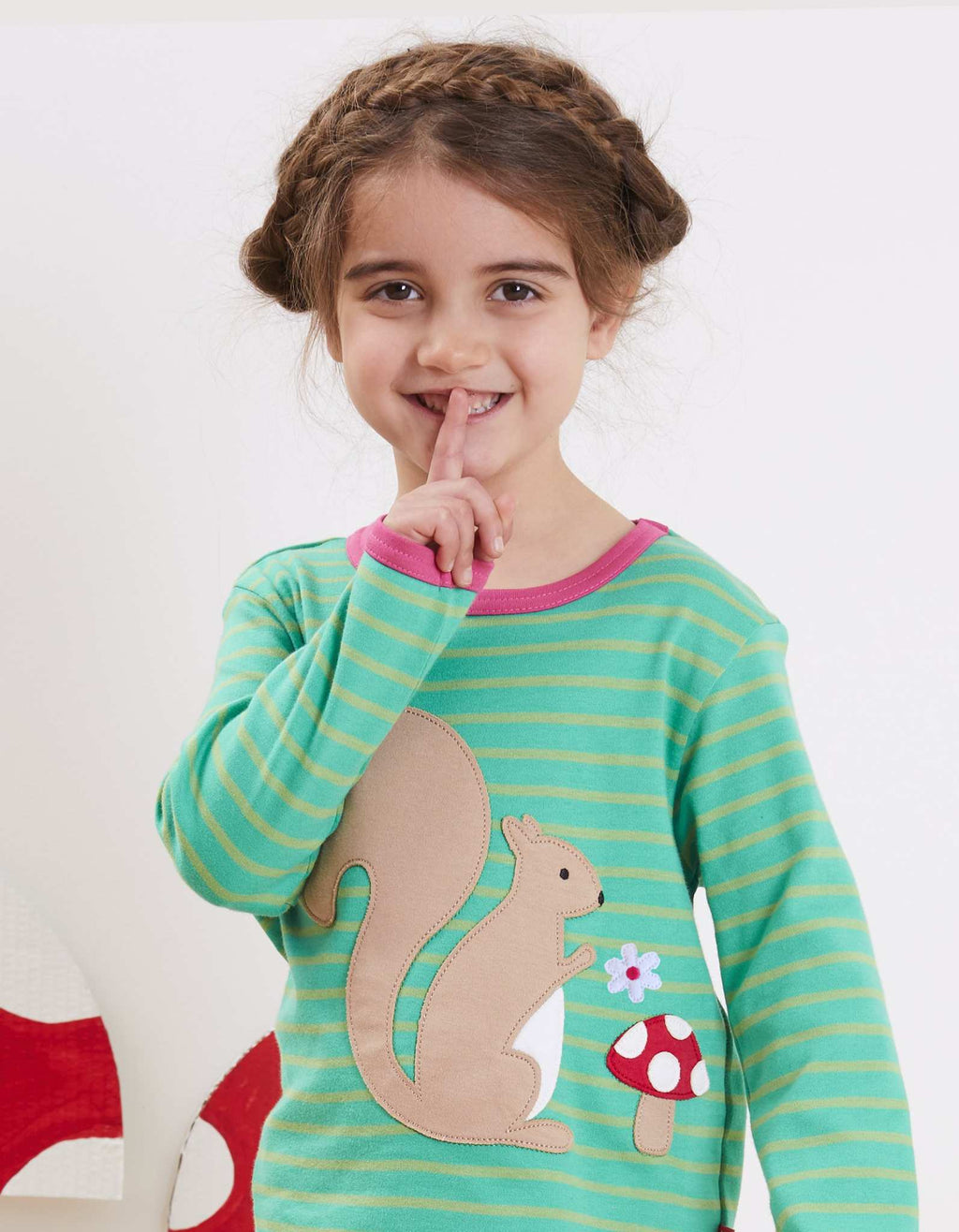 Organic Squirrel Applique Long Sleeved T Shirt