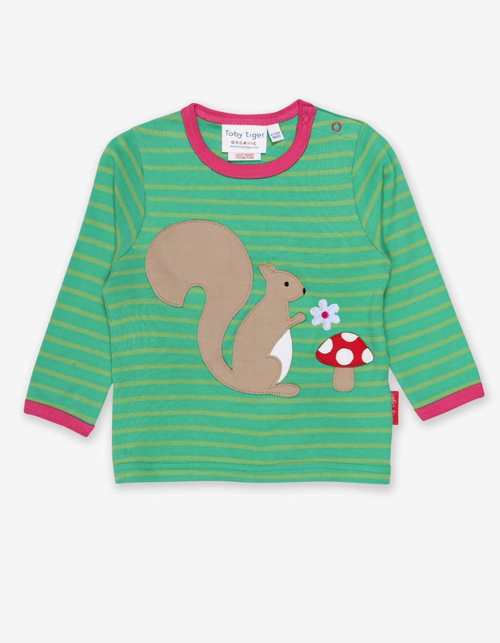 Organic Squirrel Applique Long Sleeved T Shirt