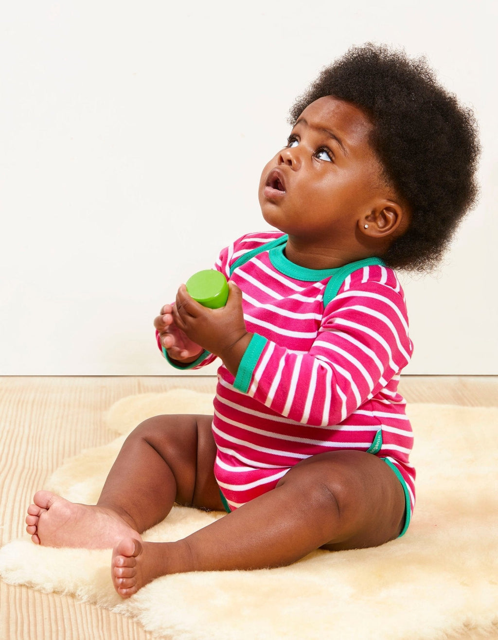 Organic Pink Breton Bodysuit for Baby