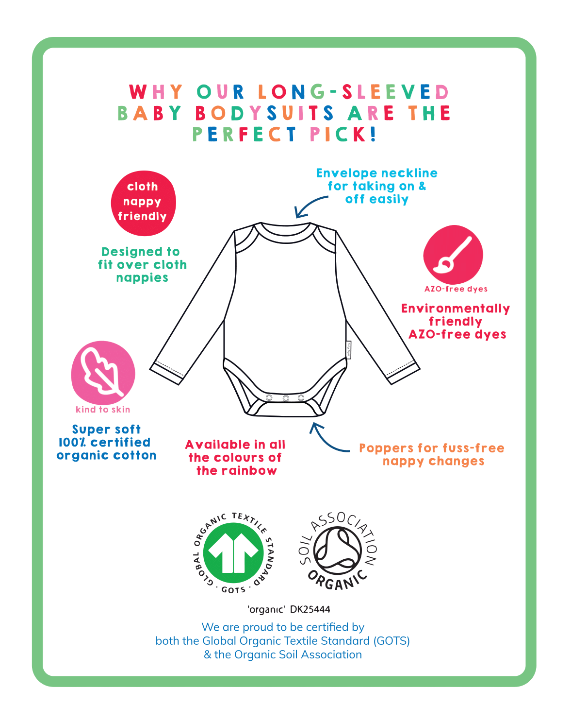 Organic Red Long Sleeved Baby Bodysuit