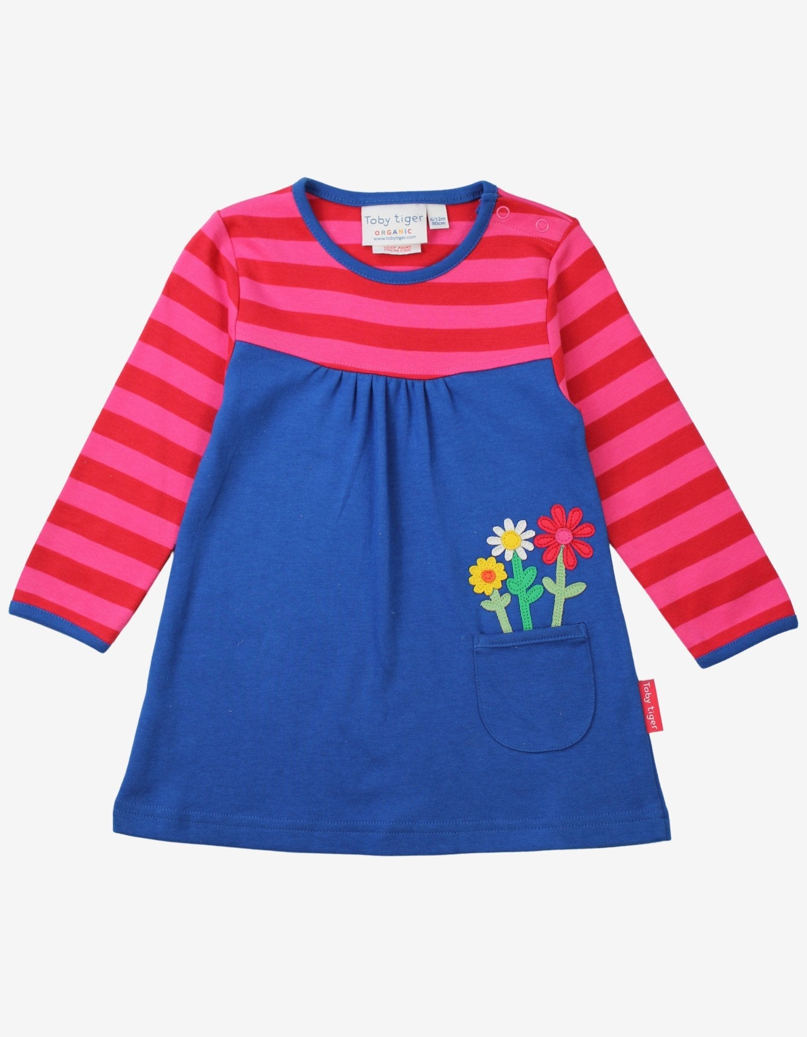 Organic Floral Applique Long Sleeved Dress for Kids