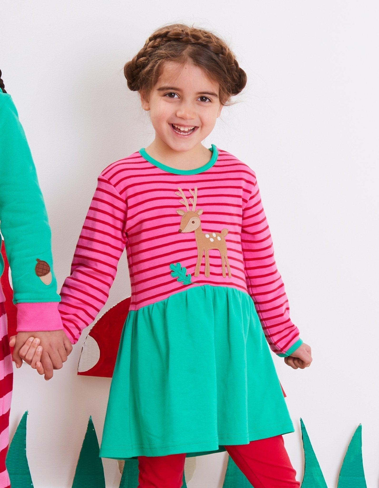 Organic Fawn Applique Twirl Dress