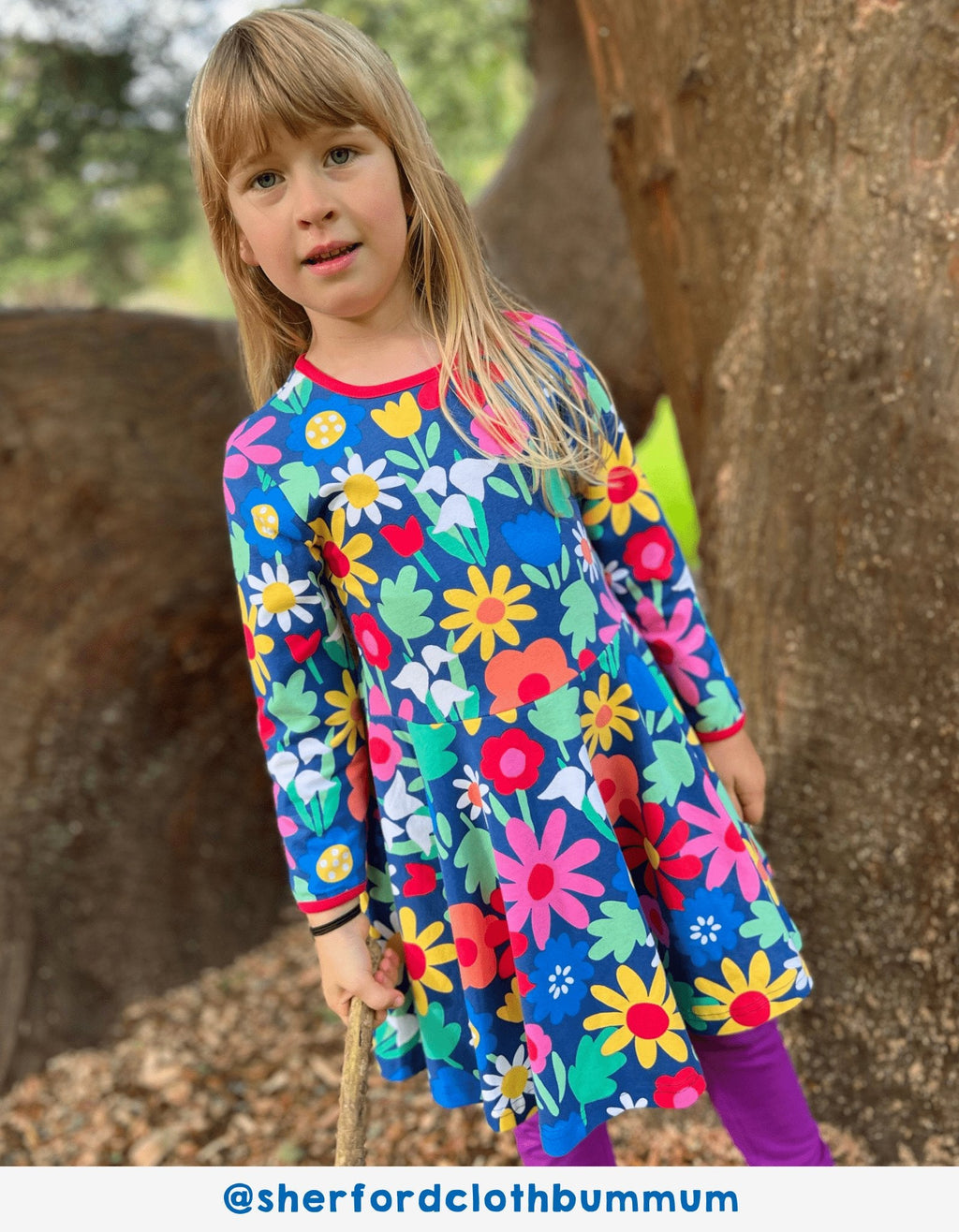Organic Bold Floral Print Skater Dress