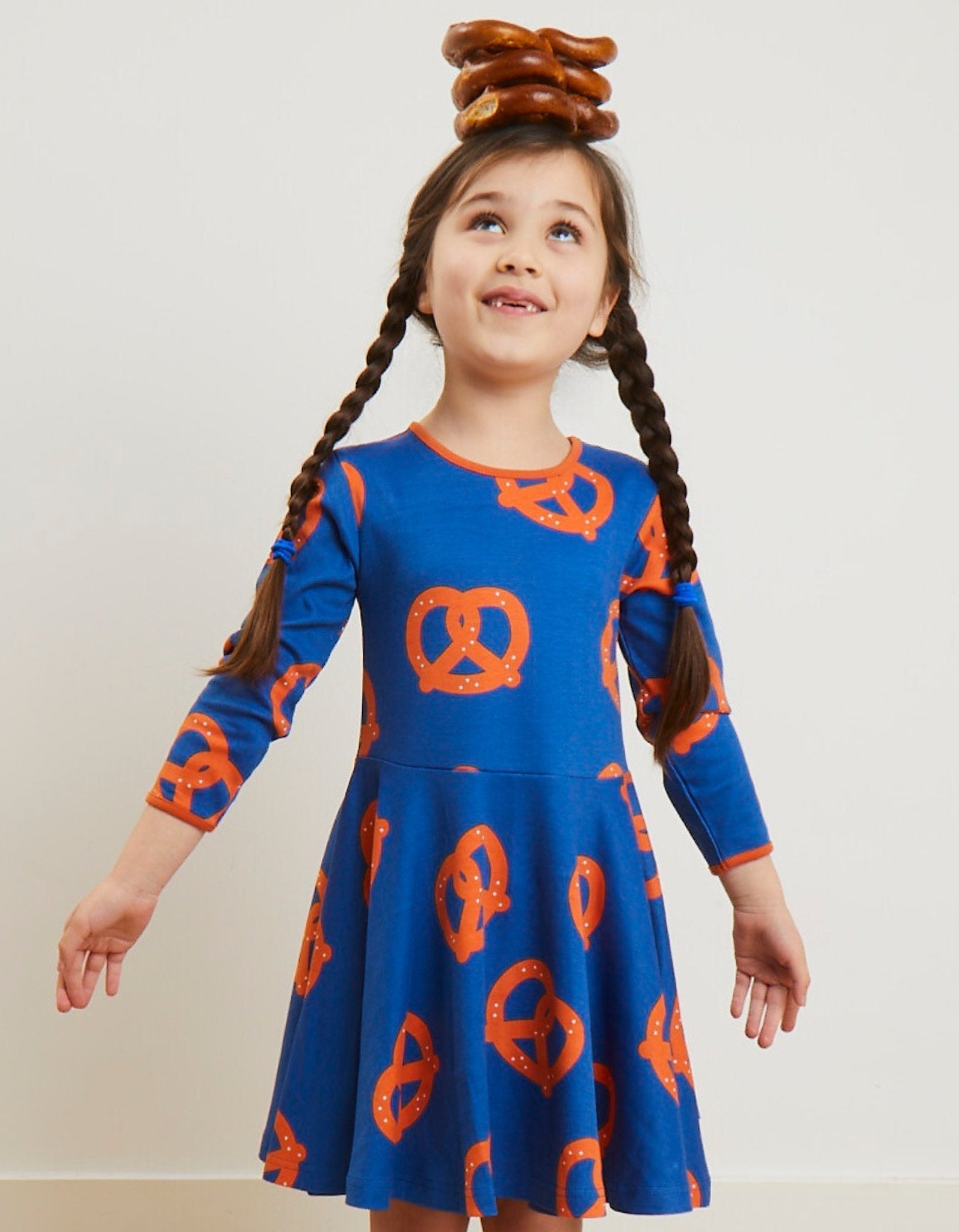 Organic Pretzel Print Skater Dress in Navy