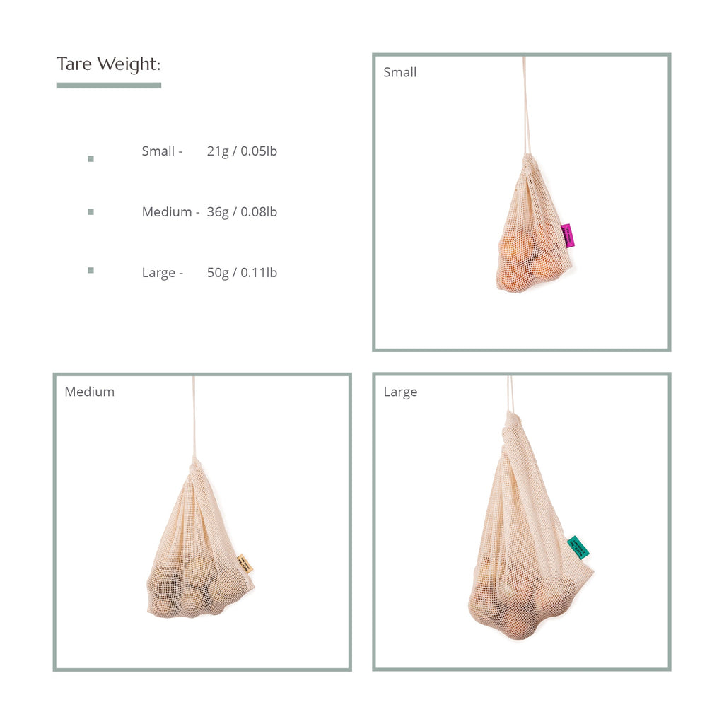 Organic Cotton Mesh Produce Bags Pack of 3