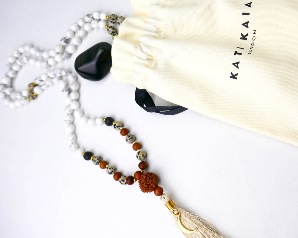 LUNA Mala Meditation Bead Set with Crystals and Sandalwood