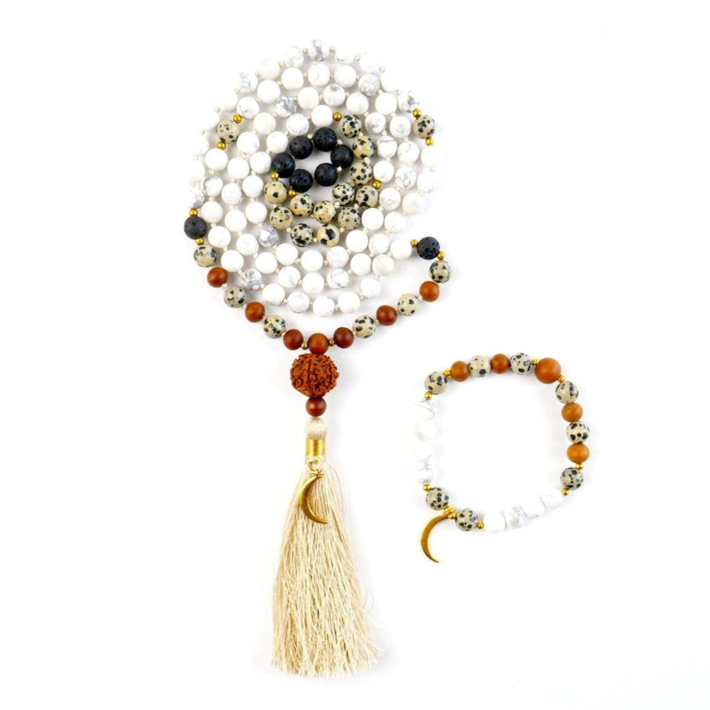 LUNA Mala Meditation Bead Set with Crystals and Sandalwood