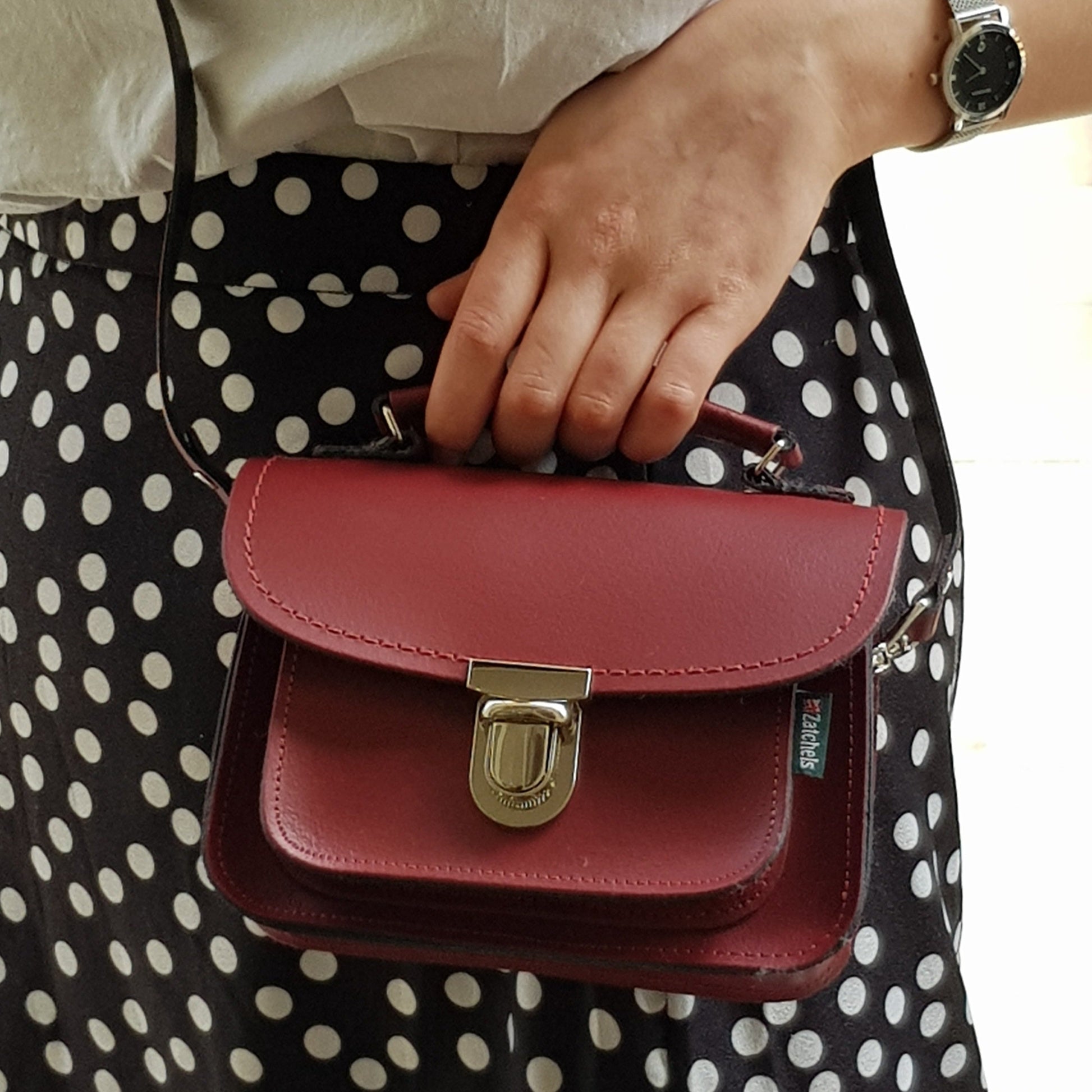 Luna Handmade Leather Bag in Oxblood Red