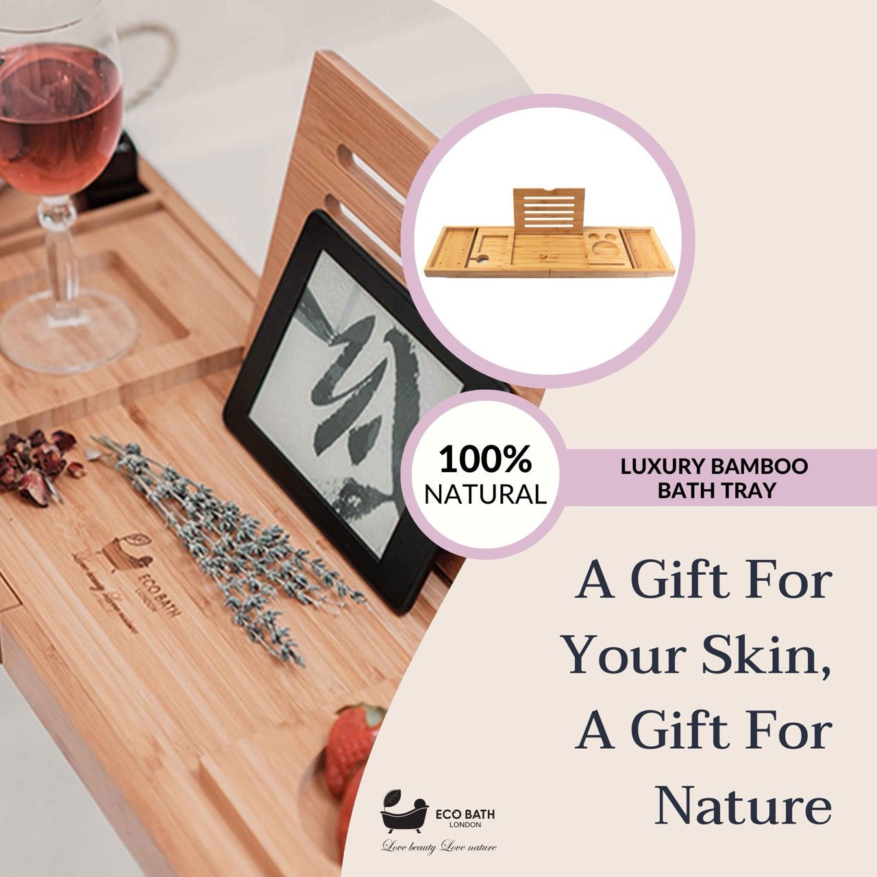 Luxury Bamboo Bath Tray with Expandable Design