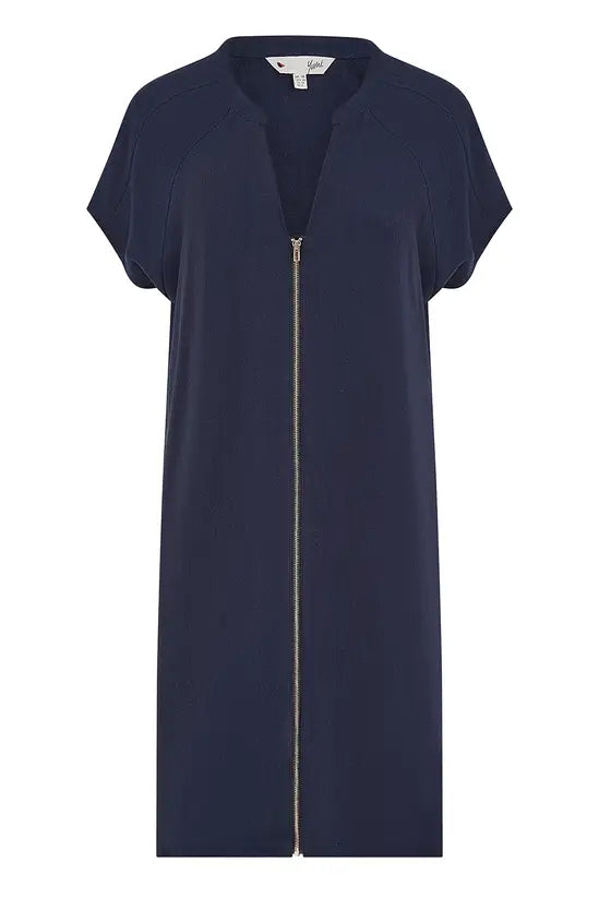 Yumi Navy Viscose Zip Tunic Dress