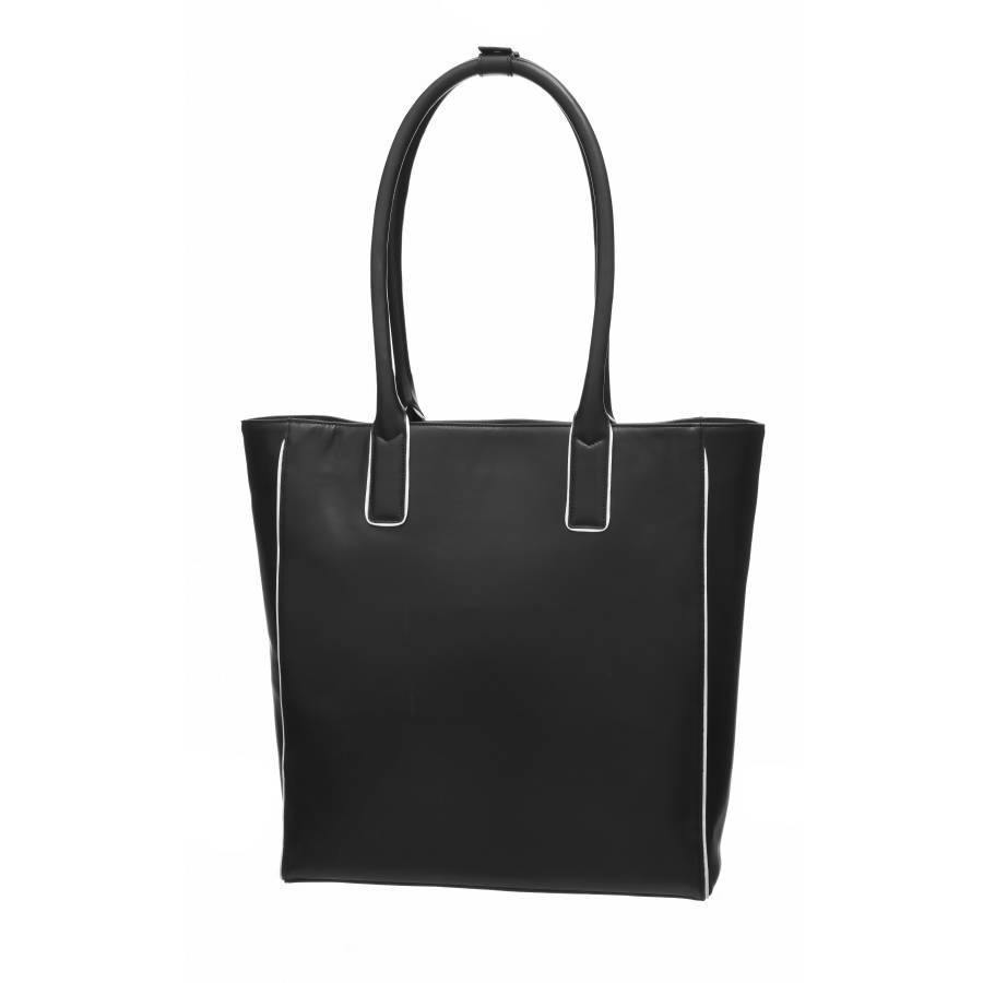 Black Soft Leather Piped Leather Day Tote - Brix and Bailey® - Contemporary Bag, Watch and Accessory Brand