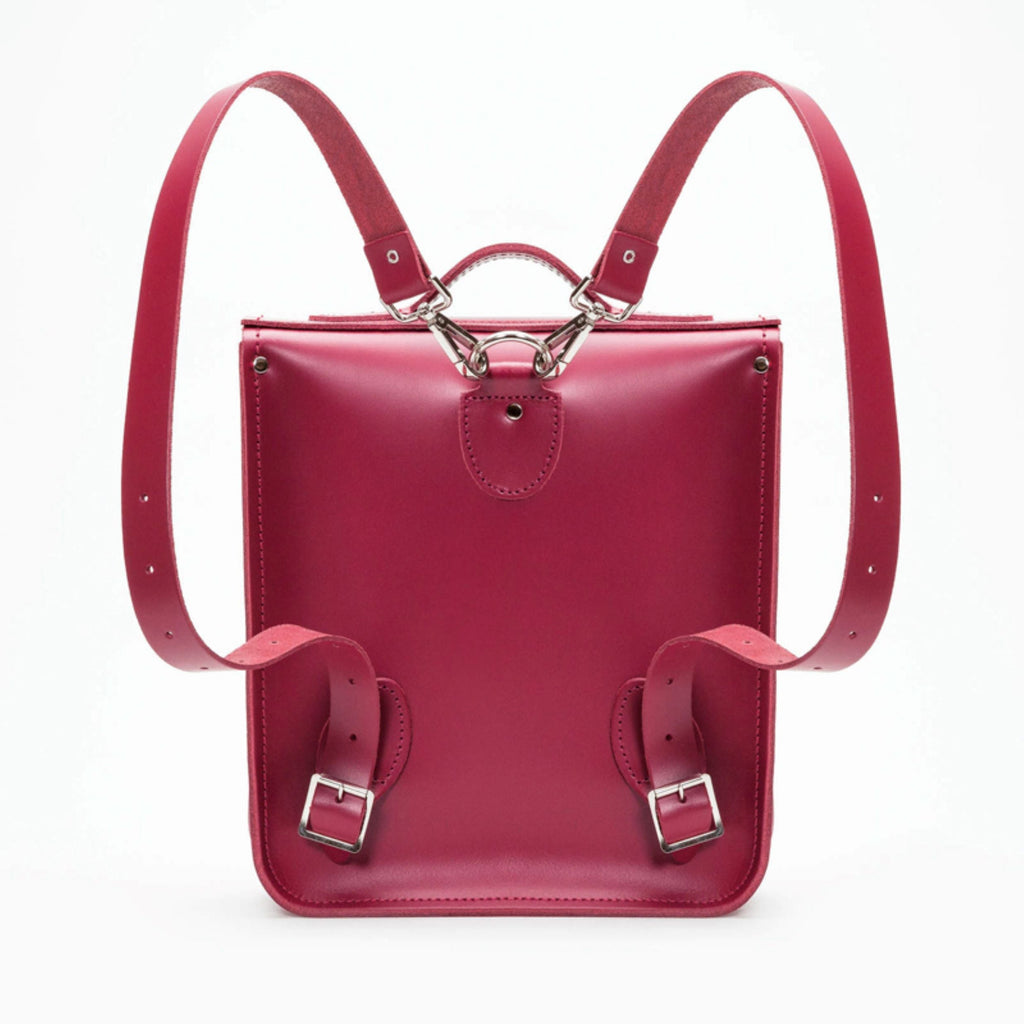 Handmade Leather City Backpack in Magenta