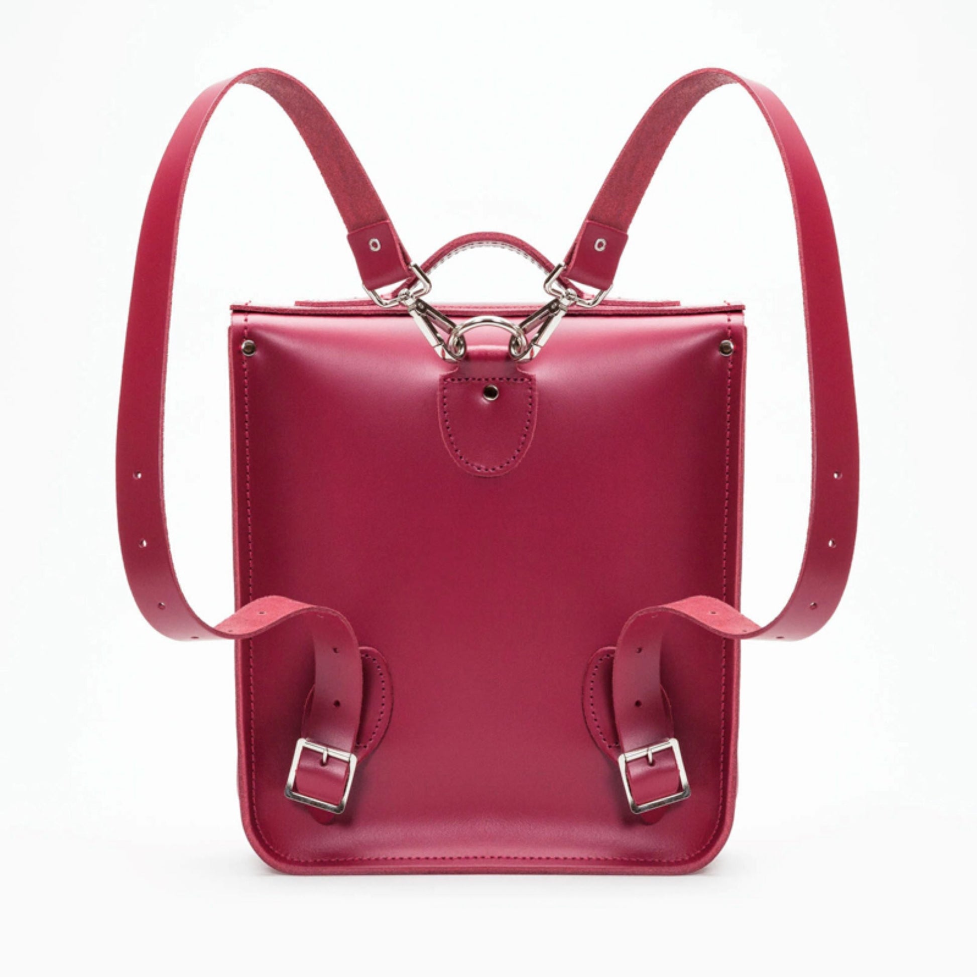 Handmade Leather City Backpack in Magenta